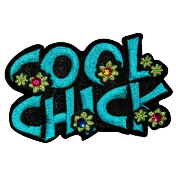 Cool Chick Hippie Name Tag Patch Girls Flower Sign Embroidered Iron On Applique