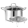 thumbnail image 1 of Premium Stainless Steel European-Style Stockpot with Steamer Rack, 5L Capacity, 26cm Diameter – Thickened Flat Base for Even Heating, Coating-Free Healthy Cooking, Ideal for Home Use & Commercial, 1 of 6