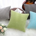 thumbnail image 6 of PiccoCasa Soft Corduroy Striped Velvet Decorative Throw Pillow Cusion Cover Light Green 26" x 26", 6 of 8