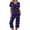 Dark Blue, variant on Lounge Sets for Women Capris Short Sleeve Sweatsuits Casual Summer Tops and Capris Classic Valentines Loose Fit Outfits for Women with Pockets, Black S