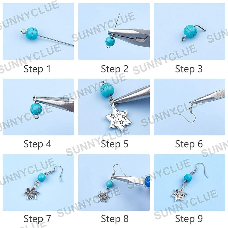 SUNNYCLUE 1 Box DIY 8 Pairs Star Moon Sun Dangle Earrings Making Kit  Turquoise Beads Jewelry Making Accessories Supplies Bohemian Style Charms  DIY