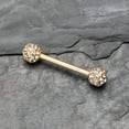 thumbnail image 2 of A Pair of Golden Sparkle Multi-Gem Paved Nipple Barbell Ring, 2 of 2