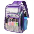 thumbnail image 5 of Student Clear Backpack, Large Heavy Duty PVC Transparent Backpack, See Through With Reinforced Straps Backpack Clear Bookbag For School, Sports, Work, Travel, College,Grey Black Pink Purple, 5 of 5