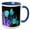 Blue/White, variant on 3drose, Iridescent Blue Tulips, 11oz Two-tone Green Mug