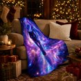 thumbnail image 3 of Mystical Cosmic Cat Swirling Nebula Gateway Art Magical, Mystical Pet Portrait Pattern, Warm Flannel Blanket for Living Room and Bedroom, Cat Lovers Just Because Gift, Pet Lover Home Decor, 3 of 9