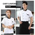 thumbnail image 4 of Unisex Chef Coat Jacket Catering Kitchen Short Sleeve Work Clothes For Kitchen Chef Wear 2XL White, 4 of 9