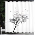 thumbnail image 4 of Ambesonne White Shower Curtain, Tree Flying Birds, 69"Wx70"L, Black White, 4 of 5