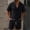 Black, variant on Mens 2 Piece Short Set Button Down Lapel Collar Short Sleeve Shirt Matching Drawstring Shorts Casual Summer Linen Outfits for Men Everyday Outing