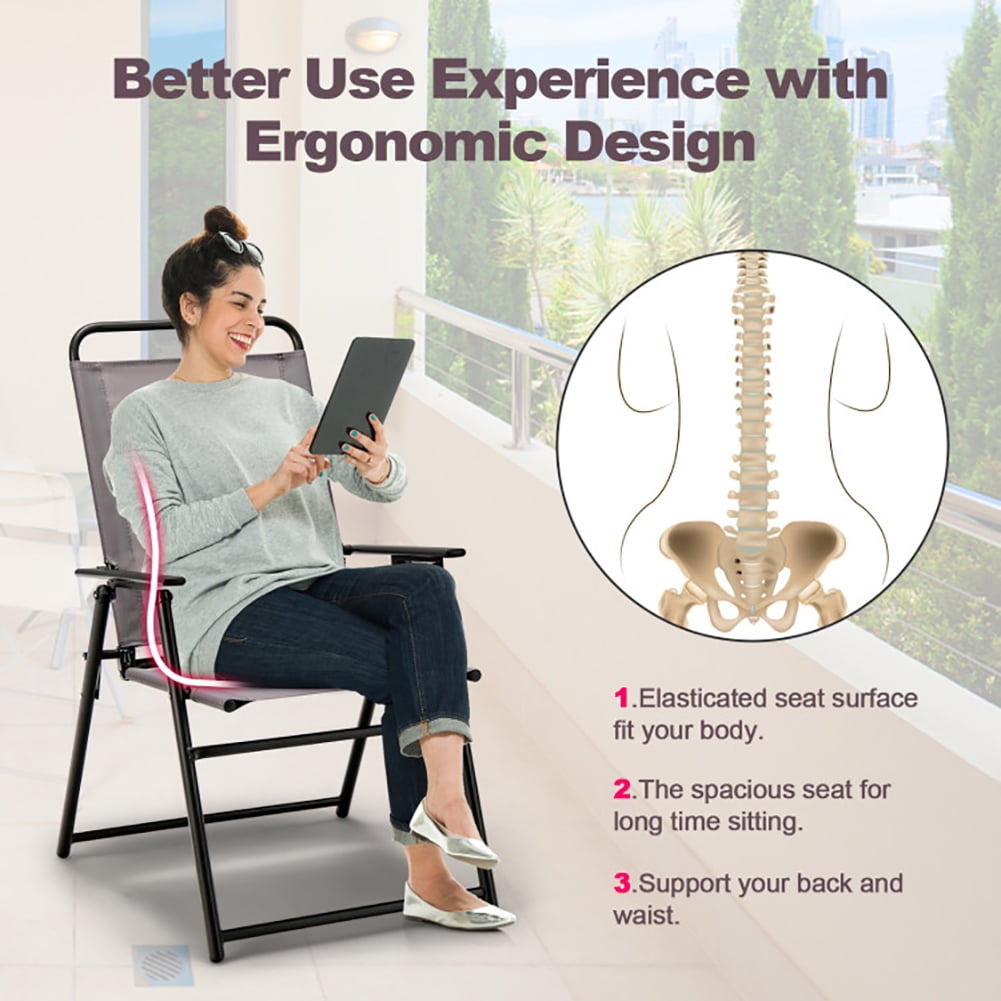 Aimee Lii Outdoor Folding Sling Chairs Set of 4 with Armrest and Backrest, Outdoor Patio Furniture Aimee Lii Outdoor Folding Sling Chairs Set of 4 with Armrest and Backrest, Outdoor Patio Furniture