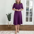 thumbnail image 4 of Quixlent Church Dress for Women Short Sleeve A Line Teacher Work Dress Casual Knee Length Business Office Dress, 4 of 8
