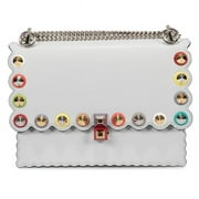 Fendi FENDI-HBAG-KANI-LIB-GRY-MLTI-M Medium Gray Kan I Leather Bag