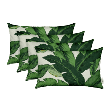 RSH Decor: 4 Lumbar Support Pillows | 20" x 12" | All-Weather Spun Fabric | Swaying Palms Aloe