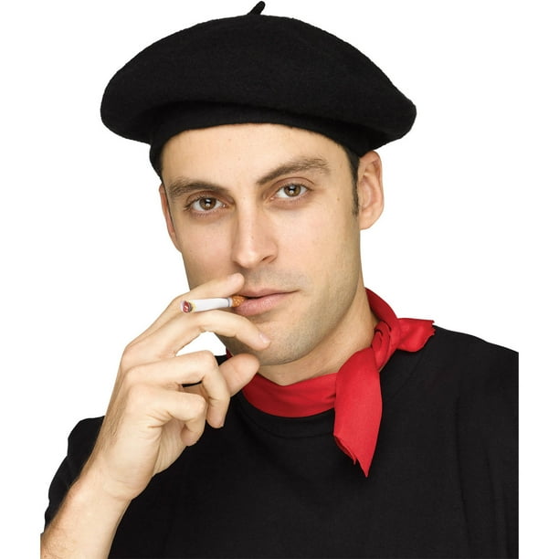 Black French Beret Hat Adult Halloween Accessory
