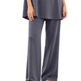 thumbnail image 5 of Costeam Womens Solid Two Piece Co Ord Set Flutter Short Sleeve Tunic Top Wide Leg Long Pants Dual Side Pockets Soft Knit Loose Fit Casual Loungewear Outfit, 5 of 5