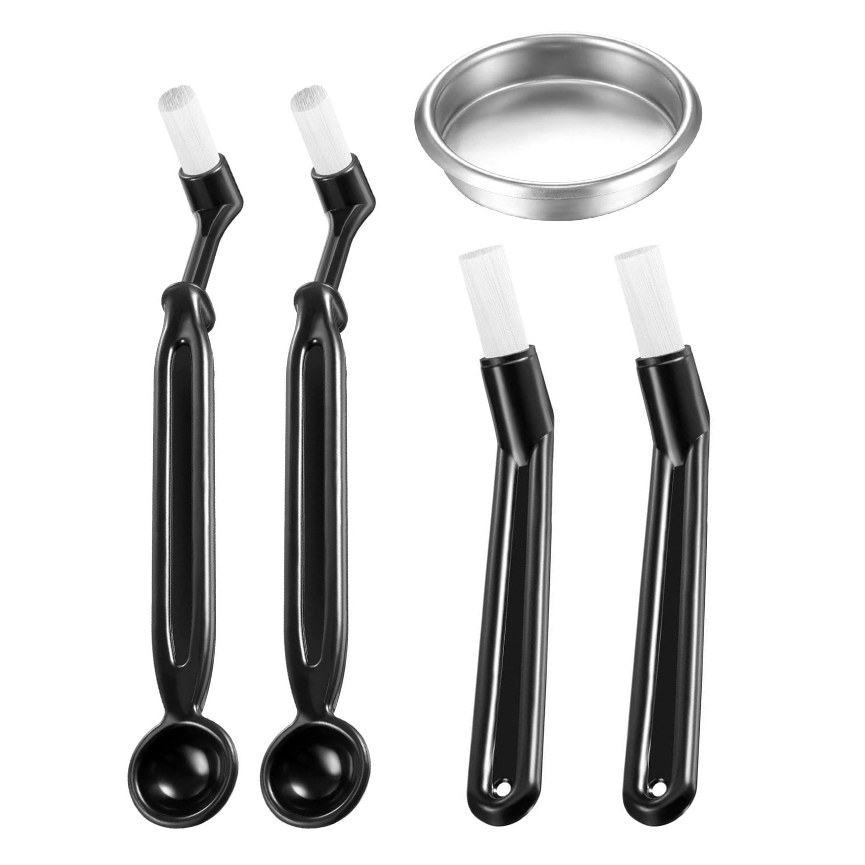 Lot De 5 Brosse Nettoyage Café Expresso + 1 Double Tête – Idéal Pour Machine à Café Maison & Bureau (Noir)