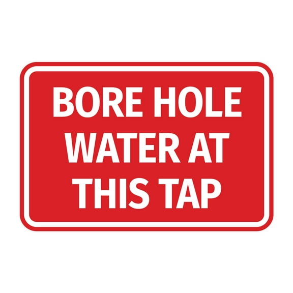 Signs ByLITA Classic Framed Bore Hole Water At This Tap Door or Wall Sign | Eco-Friendly Home Sign (Red) - Large