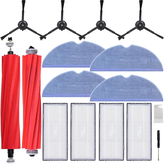 Replacement Parts Kit for Roborock S7 S7 S7 Max Ultra S7 MaxV S7 MaxV Plus S7 MaxV Ultra Robot Vacuum, 2 Main Brushes, 4 Mop Cloths, 4 Filters, 4 Side Brushes