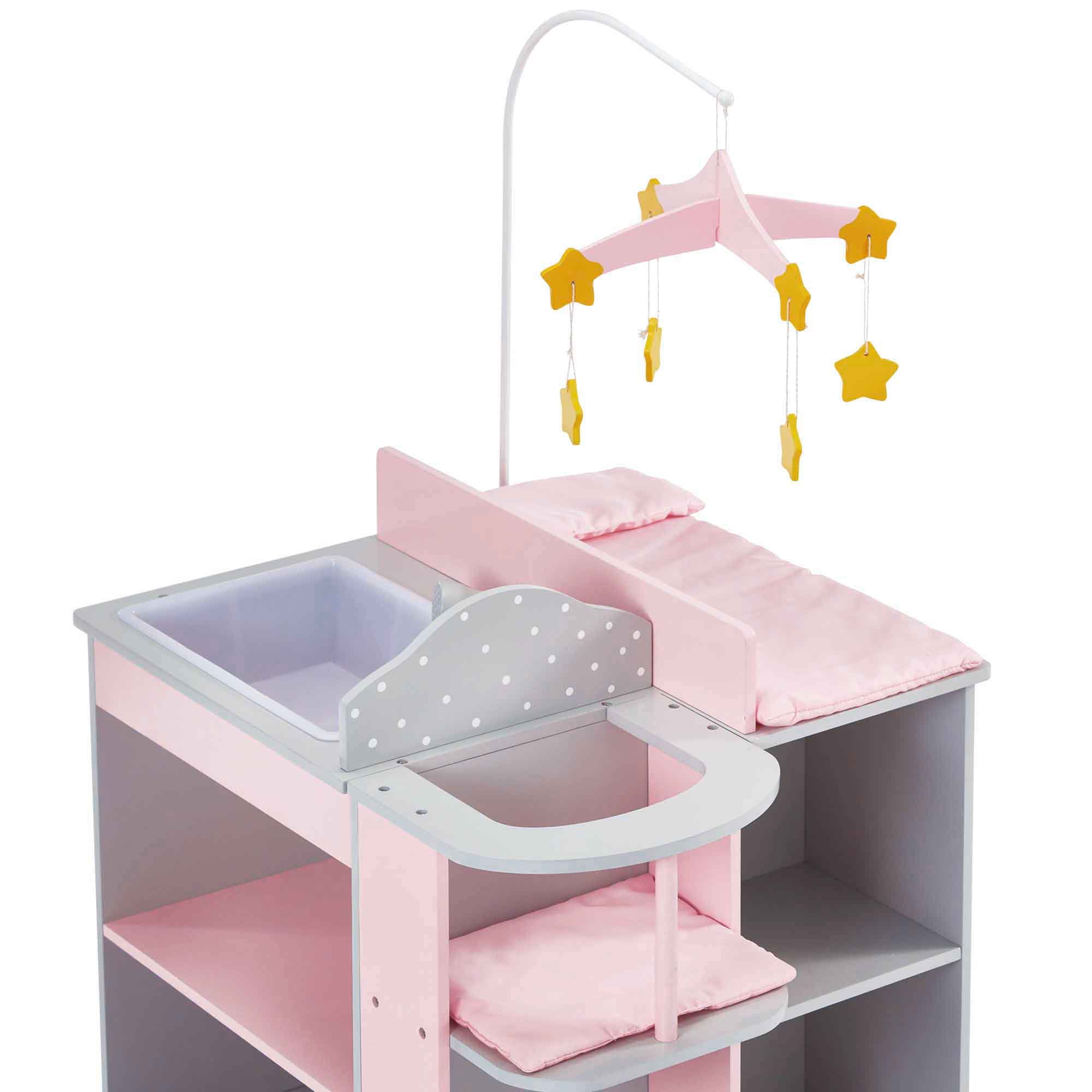 Olivia s Little World Mini Nursery Play Baby Furniture Sets Wooden Doll Changing Station Gray Pink Walmart