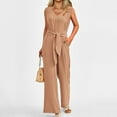 thumbnail image 2 of HXWCHs Jumpsuits with Pockets for Women Women's Casual Summer Jumpsuit Sleeveless Wide Leg Romper with Long Pants for Stylish Outfits M Khaki, 2 of 8