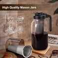 thumbnail image 3 of Cold Brew Coffee Maker - 64 Oz Heavy-Duty Glass Mason Jar Pitcher with Stainless Steel Filter, Leak-Proof Lid, Ergonomic Handle & Precision Pour Spout – Ideal for Iced Coffee, Tea, Cold Brew (Black), 3 of 6