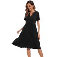 thumbnail image 2 of Vestido Jeqeocafy de verano para mujer, manga corta, cuello en V, midi, negro, 2 of 7