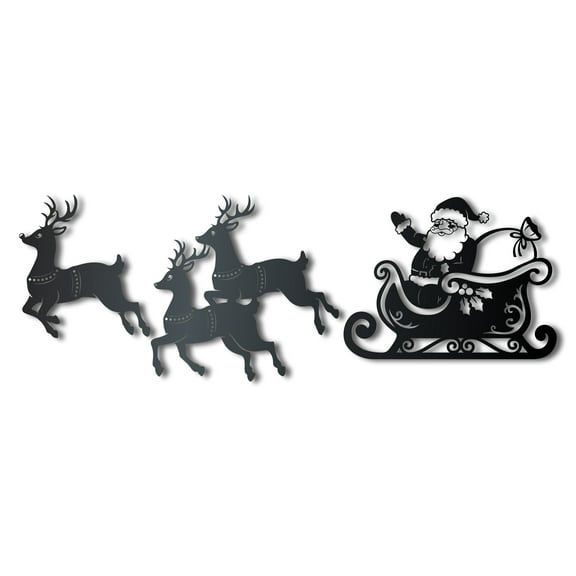 Custom Metal Santa and Reindeer Wall Art | Three Piece Set | Christmas | Indoor Outdoor | Up to 36" | Over 20 Color Options