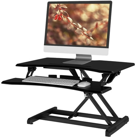 Height Adjustable Standing Desk, SLYPNOS 30'' Stand up Desk Converter Computer Workstation with Removable Keyboard and Mouse Deck for Home and Office, Fits 2