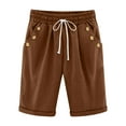 thumbnail image 4 of vigerkar Women Bermuda Shorts Knee Length High Waisted Shorts Summer Casual Capri Pants with Pockets (Brown, M), 4 of 6
