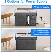 LEOTEC Portable AM FM Radio with Best Reception,Battery Operated or AC Power,Big Speaker,Large Tuning Knob,Clear Dial,Earphone Jack for Gift,Elder,Home