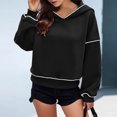 thumbnail image 4 of YUGYXL Fall Winter Cropped Hoodies for Women Casual Long Sleeve Drop Shoulders Hooded Pullover Loose Relaxed Sweatshirt Black XXL, 4 of 7