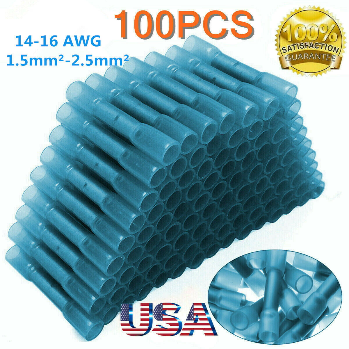 10 x Blue Heat Shrink Solder Sleeve Butt Terminals 
