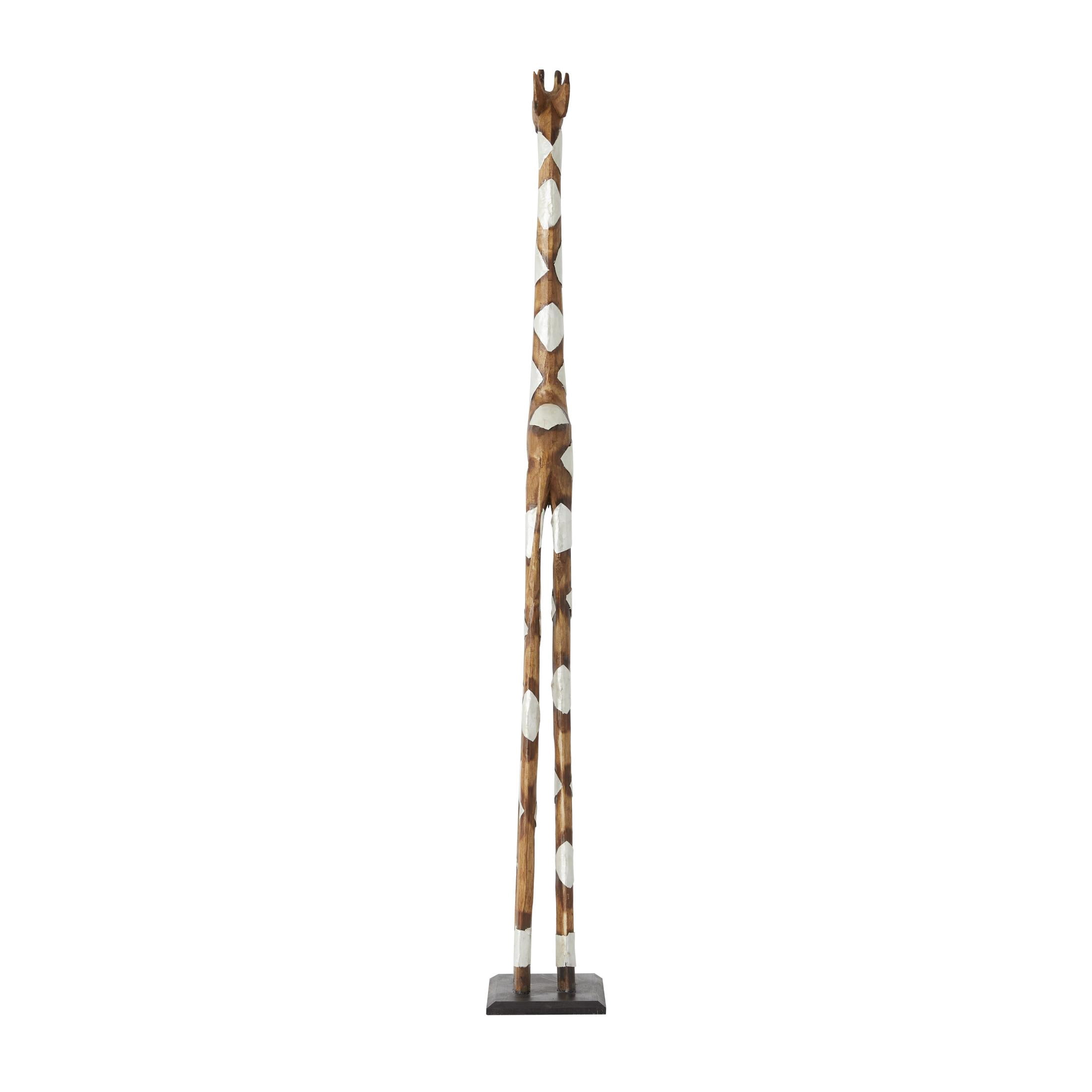 11" x 47" Brown Wood Giraffe Sculpture, by DecMode