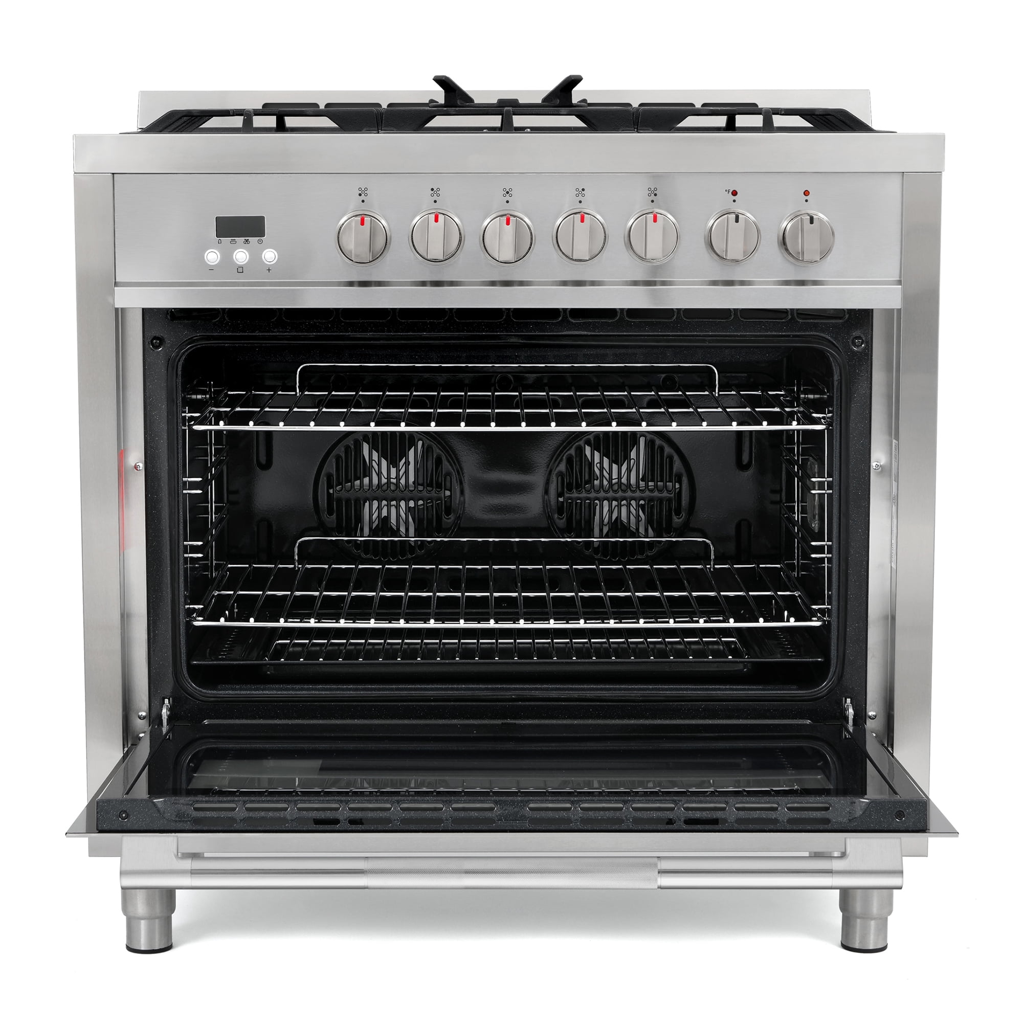 Cosmo 36 in. Stellar Collection 4.4 cu. ft. Dual Fuel Range, 5 Burners, Convection Oven, Textured Grip Handle, Stainless Steel