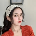 thumbnail image 7 of CoCozhu Japanese Retro Hollowed Out Handmade Crochet Bouquet Headband, Casual And Versatile, Wide Edged Lace Headband For Women's Instagram Headband, 7 of 7
