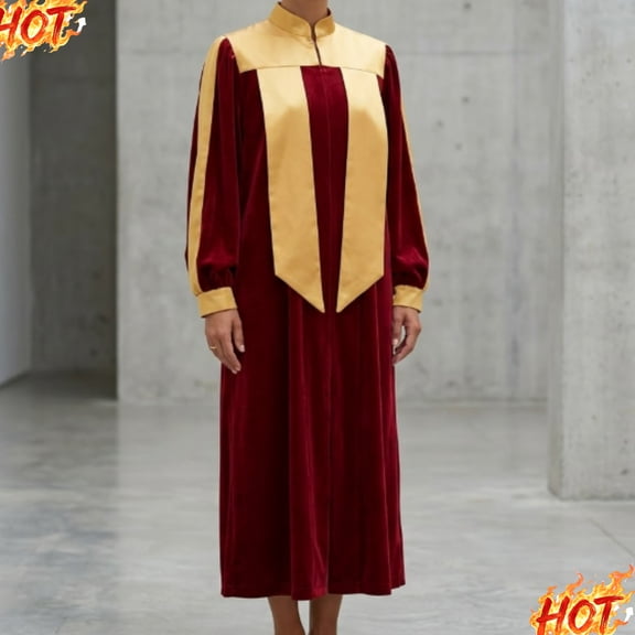 JOANKDMI Unisex Adult Classic Choir Judge Minister Costume Long Gown Robe with Contrasting Stole for Stage Performance Themed Roleplay Event and Roleplay Suit