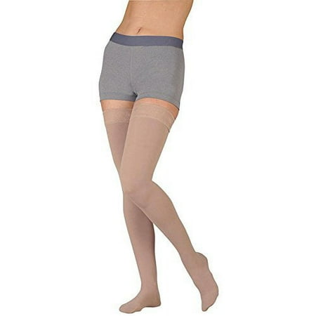 Juzo 3511 Dynamic(Varin) Soft Closed Toe Thigh Highs w/Sili Dot Band- 20-30 mmHg Short Beige V