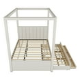 thumbnail image 6 of EUROCO Upholstered Full Size Canopy Bed Frame with Trundle Bed and 3 Drawers, Platform Bed with Headboard for Kids Teens Adults, Beige, 6 of 12