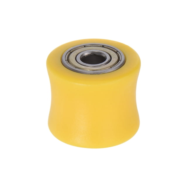 Unique Bargains 8mm Chain Roller Pulley Tensioner Wheel Guide Concave Type for Bike Sliding Door Yellow