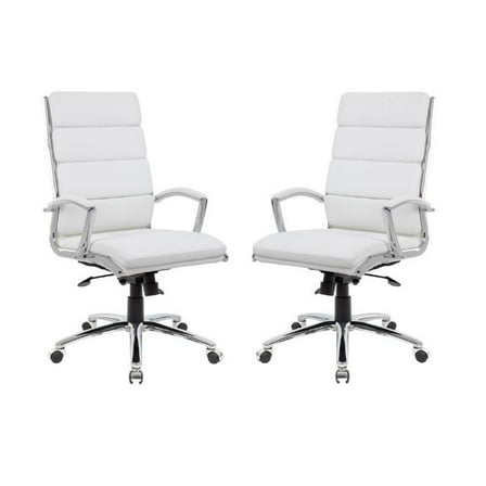 Home Square 2 Piece Executive Upholstered Chair Set in Chrome
