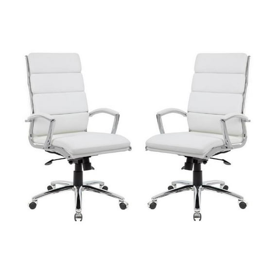 Home Square 2 Piece Executive Upholstered Chair Set in Chrome