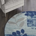 thumbnail image 6 of Nourison Tranquil Floral Navy/Light Blue 5'3" x ROUND Area Rug, (5 Round), 6 of 8