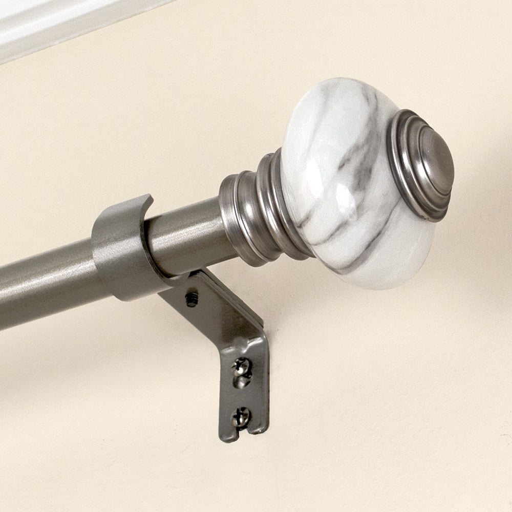 Lumino 1" Pewter Valentina Knob Adjustable Single Curtain Rod Set, 42"-120"