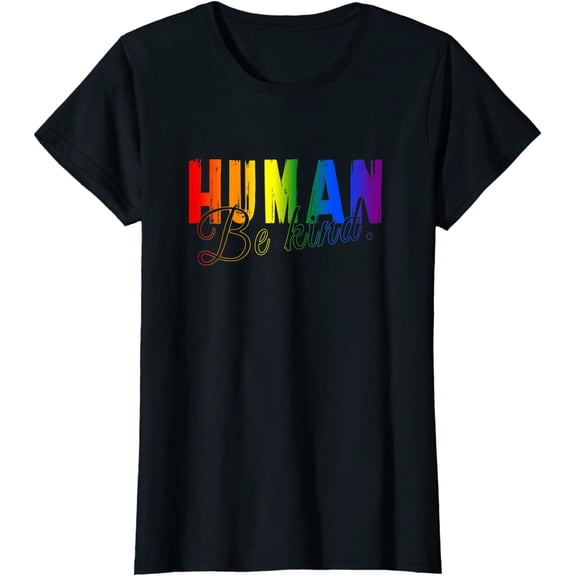 Human Be Kind Rainbow Flag LGBT Pride Short Seelve T-Shirt