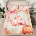 thumbnail image 2 of Manfei Pink Orange Pumpkin Bed Sheets Set Twin Size,Autumn Harvest Bedding Sets Twin Size,Rustic Farmhouse Leaves Bed Sheets Twin,Breathable Room Decor,3pcs, 2 of 7