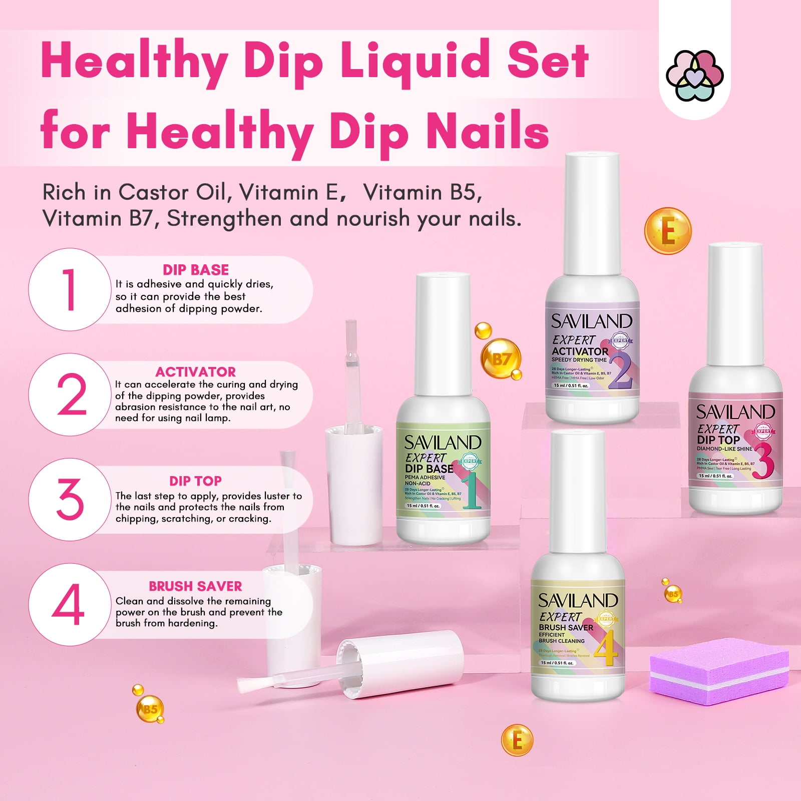 Saviland 30 Colors Keratin Dip Powder Nails Kit with Drill - Dipp Powder Liquids Set with Base and Top Coat Activator Brush Saver, Cuticle Oil