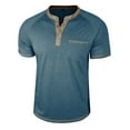 thumbnail image 4 of WRKEKC Men's T-Shirts Pullover Solid Color Color Block Button Pullover Raglan Short Sleeve T Shirt Top Casual Shirt Comfortable Fit, 4 of 6
