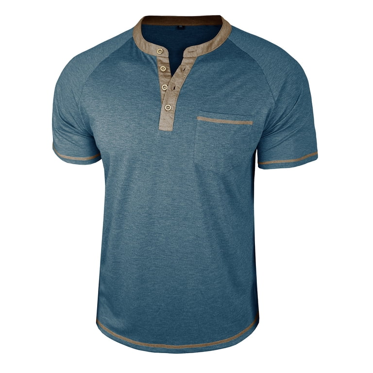 BRGZLK Men's Henley Shirts Trendy Casual Pullover Color Block