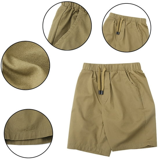 YTDSCS 1-14Years Kids Boys Shorts Teen Cotton Shorts Casual Pants Shorts Solid Color with Pockets