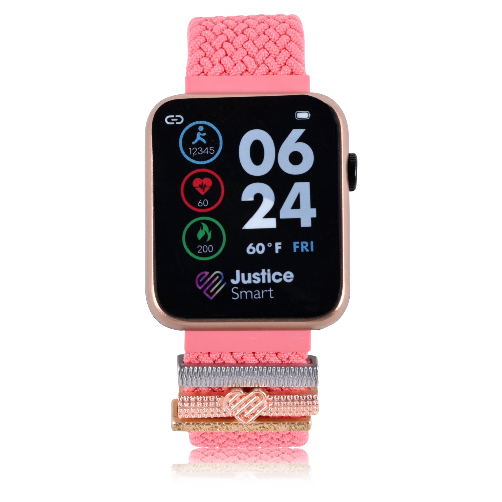 Justice Unisex Smartwatch in Rose Weave and Rose Gold Case (JSE4326WM)