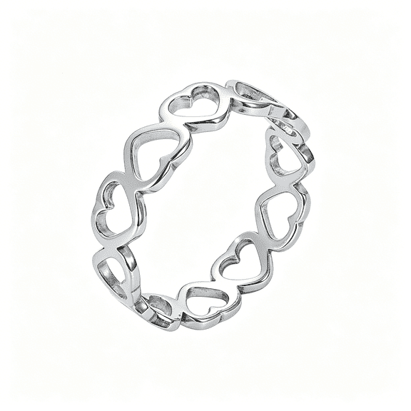 DESIGNICE Stainless Steel Simple Cute Love Heart Classical Plain Stacking Band Statement Wedding Promise Ring for Women
